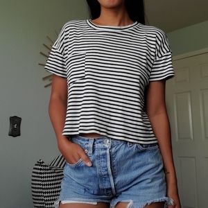 Black and White Striped Crop Top